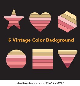 Retro vintage color background illustrations Shape 6 piece set