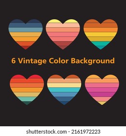 Retro vintage color background illustrations Shape 6 piece set