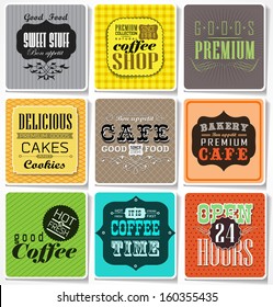 Retro vintage  colored bakery labels and typography, coffee shop, cafe, menu design elements, calligraphic