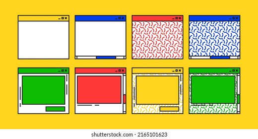 Retro Vintage Colorful UI Window Design Element. Old Computer Pop Up Window.