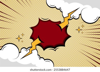 retro vintage comic cloud style cartoon template manga background