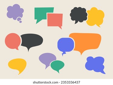 Retro vintage comic speech bubble sketch balloon isolated set concept. Vector flat graphic design illustration