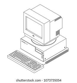 Retro Vintage Computer Isometric Highly Detailed Stock Vector (Royalty ...