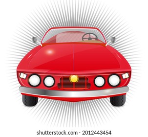 Retro Vintage Convertible Car Red Isolated 