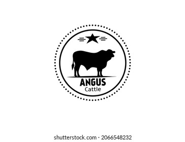 Retro Vintage Cow Angus Beef Emblem Label Cattle logo design vector