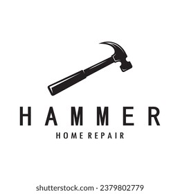 retro vintage crossed hammer and nail logo for home repair services, carpentry, badges, builders, woodworking, construction, vector