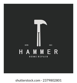 retro vintage crossed hammer and nail logo for home repair services, carpentry, badges, builders, woodworking, construction, vector