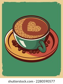 Retro Vintage a Cup of Coffee vector cartoon 