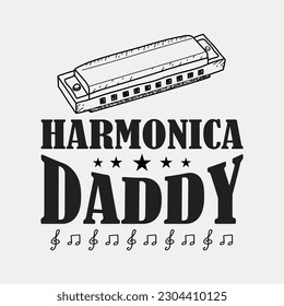 Retro Vintage Daddy Harmonica T-Shirt Dad Father's Day Gif