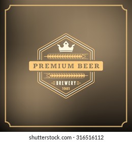 Retro Vintage Design Element for Brewery Badge, Logotype, Label. Vector Illustration