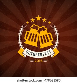 Retro vintage design element for brewery Badge, logotype, label. Oktoberfest celebration design. Vector illustration