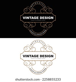 Retro Vintage Design, Luxurious Minimalist Vector Ornament Logo, With Mandala And Batik Style, Product Brand Illustration, Invitation, Banner, Fashion