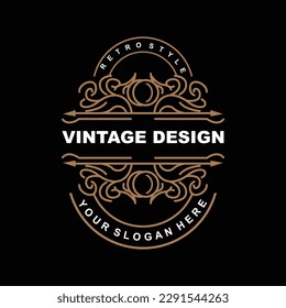 Retro Vintage Design, Luxurious Minimalist Vector Ornament Logo, With Mandala And Batik Style, Product Brand Illustration, Invitation, Banner, Fashion