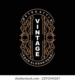 Retro Vintage Design, Luxurious Minimalist Vector Ornament Logo, With Mandala And Batik Style, Product Brand Illustration, Invitation, Banner, Fashion