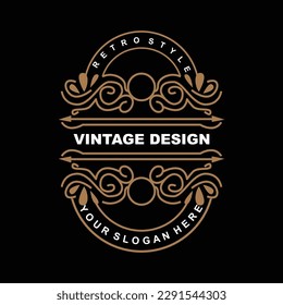 Retro Vintage Design, Luxurious Minimalist Vector Ornament Logo, With Mandala And Batik Style, Product Brand Illustration, Invitation, Banner, Fashion