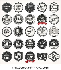 Retro vintage design quality badges vector collection