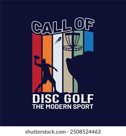 retro vintage disc golf tshirt design sunset background typography vector, illustration,

