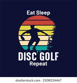 retro vintage disc golf tshirt design sunset background typography vector, illustration,

