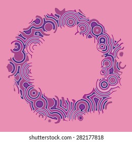 Retro vintage disco techno circles decorative frame