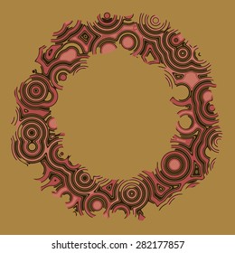 Retro vintage disco techno circles decorative frame
