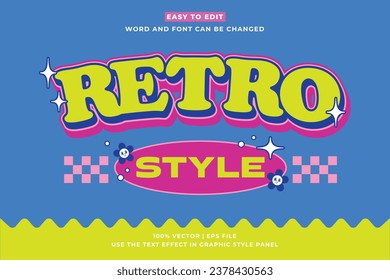 Retro vintage editable text effect. Retro Style 3d cartoon style premium vector