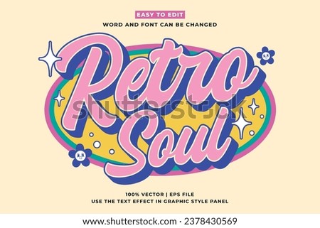 Retro vintage editable text effect. Retro Soul 3d cartoon style premium vector