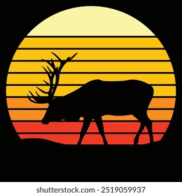 Retro Vintage Elk Silhueta t Shirt design