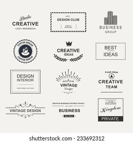 Retro Vintage emblem or Logo set. Vector design elements, business signs, logos, labels, badges and objects.