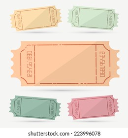 Retro - Vintage Empty Vector Ticket Set Illustration 