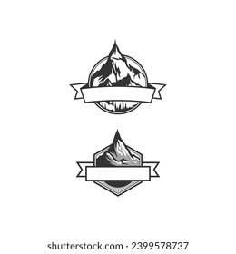 retro vintage engraving mountain emblem