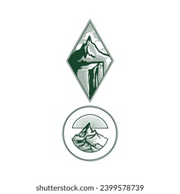 retro vintage engraving mountain emblem