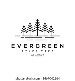 Retro Vintage Evergreen Green Garden Line Art Logo Design