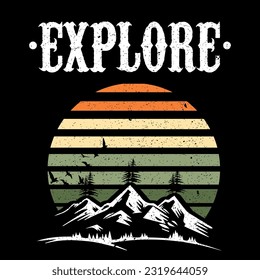 Retro vintage explore t shirt design. 