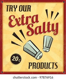 Retro Vintage Extra Salty Tin Sign with Grunge Effect