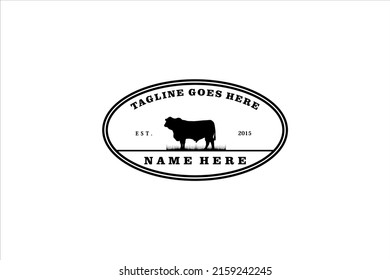 Retro Vintage Farm Cattle Angus Livestock Beef Emblem Label logo design vector