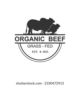 Bovino de granja retro Vintage Angus Livestock Beef Emblem Label, vector de diseño del logo. logotipo para la inspiración del logotipo de carne de vacuno ecológica, ganado, carnicero y animales de granja