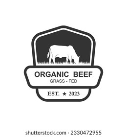 Retro Vintage Farm Cattle Angus Livestock Emblem Label logo création vectorielle. logo pour l'inspiration de la viande de boeuf, du bétail, du boucher et du logo d'animal de ferme