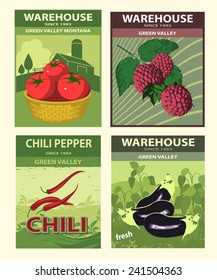 Retro Vintage Farm Insignias or Logotypes set. Vector design elements, business signs, logos, identity, labels, badges and objects. 