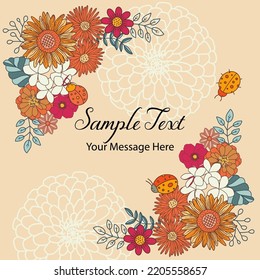 Retro Vintage Floral Bouquets Vector Frame Background
