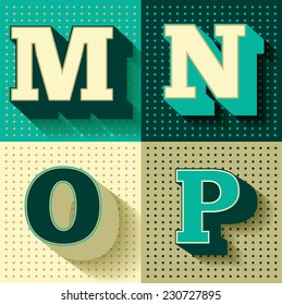 retro/ vintage font vector/illustration Q,R,S,T