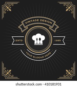 Retro vintage food and restaurant logo decorative design. Vector illustration