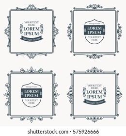 Retro & Vintage Frame Collection. Blank frame set. Decorative frame.