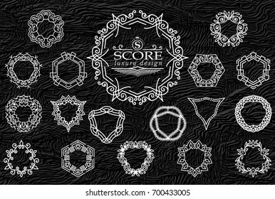 Retro Vintage Frames or Logos set. Luxury design elements for Monogram, business signs, Logotypes, identity, labels, badges and objects on Textured background. Vector illustration