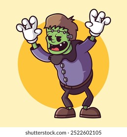 Retro Vintage Frankenstein Cartoon Character