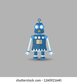 Retro vintage funny vector robot icon in flat style isolated on grey background. Vector vintage illustration of flat Chatbot icon. Customer support service chat bot. Cute cartoon retro robot icon