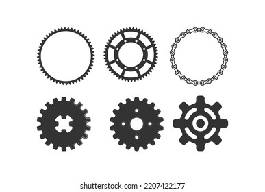 Retro Vintage Gear Cog Chain for Industrial Machine Engine Bike Cycling Garage Illustration Vector