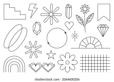 Retro and vintage geometric elements line style sticker shape