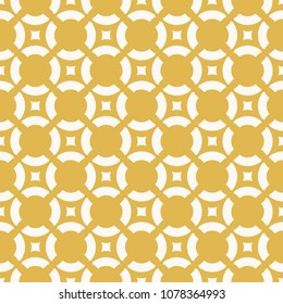 Retro vintage geometric seamless pattern with circular grid. Simple texture in pastel colors, yellow mustard and beige. Golden abstract repeat background. Design for decoration, fabric, textile, cover