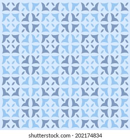 Retro vintage geometric seamless pattern with square elements in blue colors