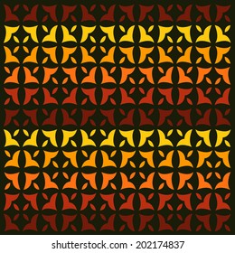 Retro vintage geometric seamless pattern with square elements in orange, yellow and red colors